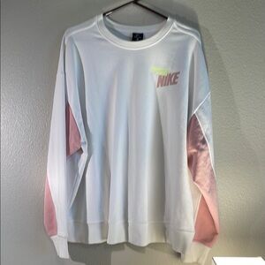 Nike White and Pink Sweatshirt